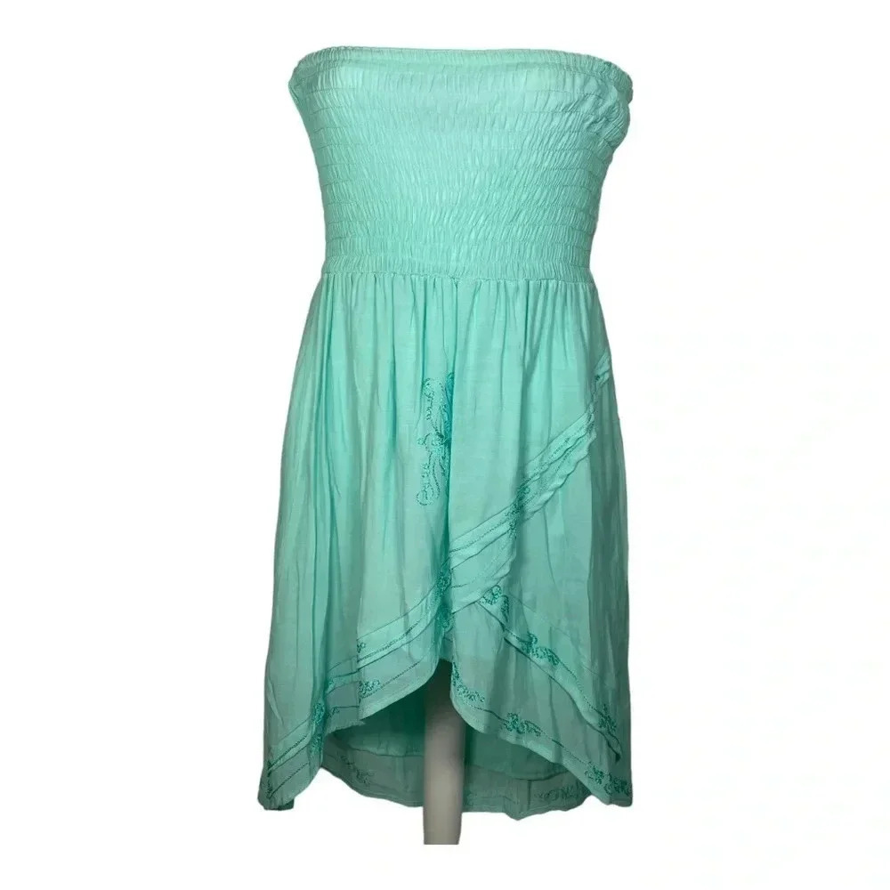 🌸‎ BY THE SEA Strapless Ocean Green Dress